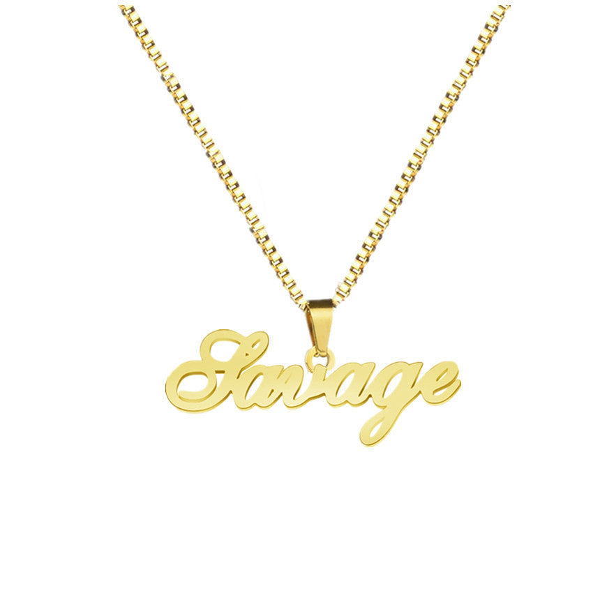Custom Name Custom Stainless Steel Necklace 18K Gilded Letters Custom Name Custom Stainless Steel Necklace 18K Gilded Letters